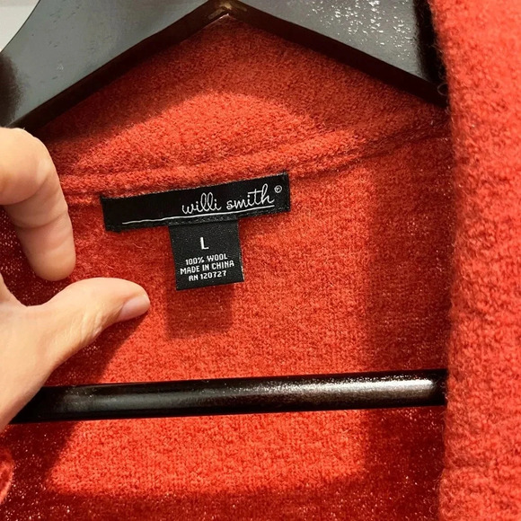 Willi Smith Orange 100% Wool Buttoned unlined blazer with floral appliqué large - Picture 9 of 11